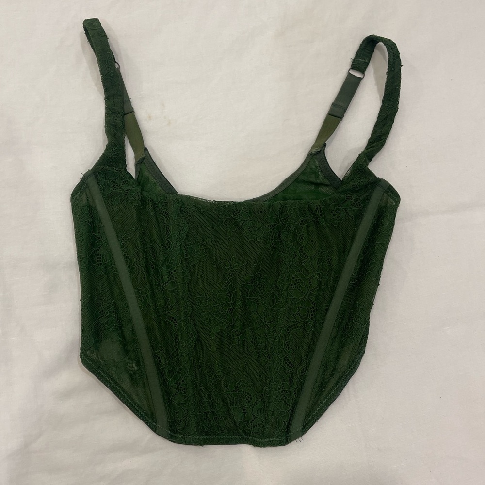 UO green lace corset top size s